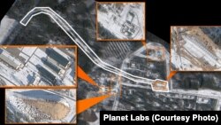 На спутниковом снимке оранжевым цветом показаны новые застроенные и реконструированные районы, а белым – железнодорожная линия.